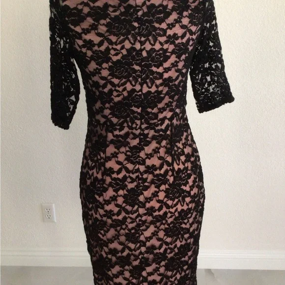 Black Lace Overlay Dress - Picture 5 of 6